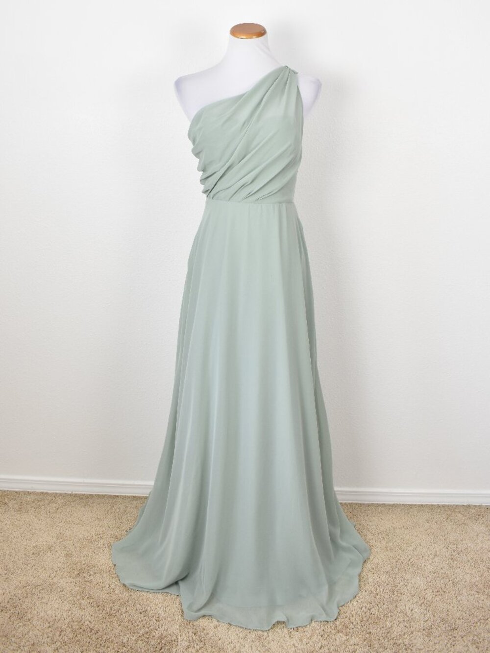 Birdy Grey One-Shoulder Maxi Dress in Sage Green